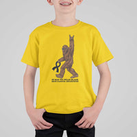 Funny Bigfoot Skin Cancer Support T Shirt For Kid In May We Wear Black