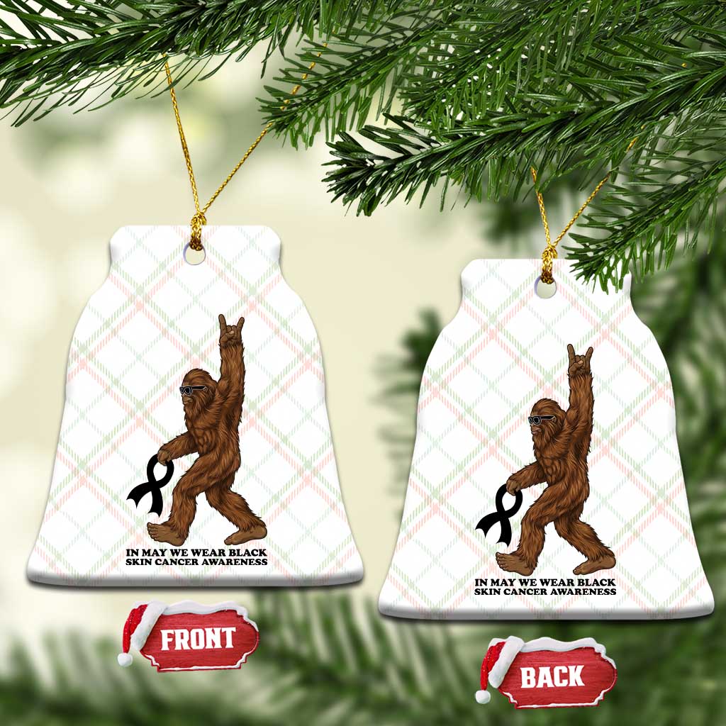 Funny Bigfoot Skin Cancer Support Ceramic Ornament In May We Wear Black