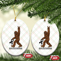 Funny Bigfoot Skin Cancer Support Ceramic Ornament In May We Wear Black