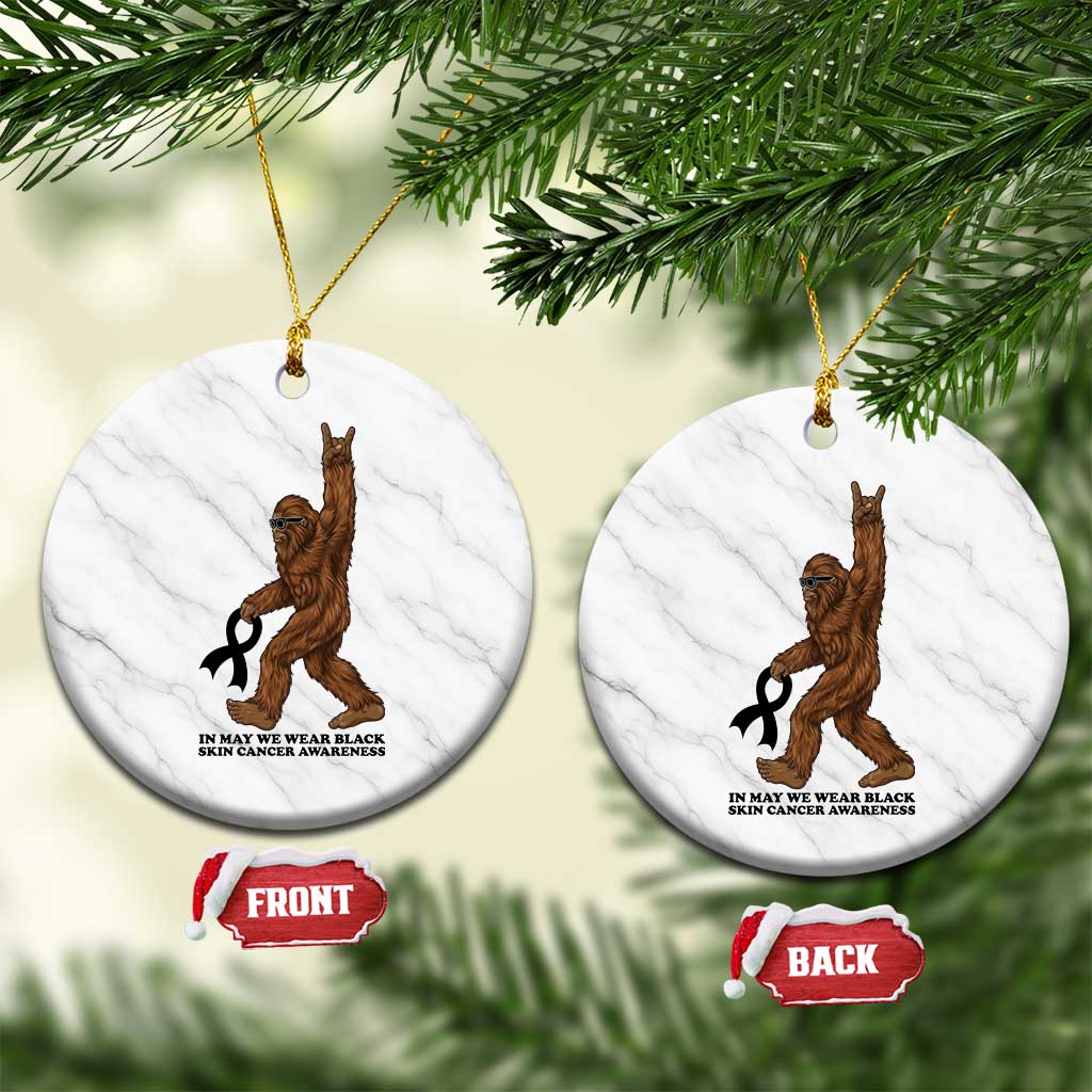 Funny Bigfoot Skin Cancer Support Ceramic Ornament In May We Wear Black