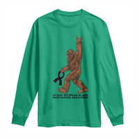 Funny Bigfoot Skin Cancer Support Long Sleeve Shirt In May We Wear Black