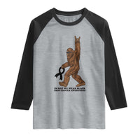 Funny Bigfoot Skin Cancer Support Raglan Shirt In May We Wear Black