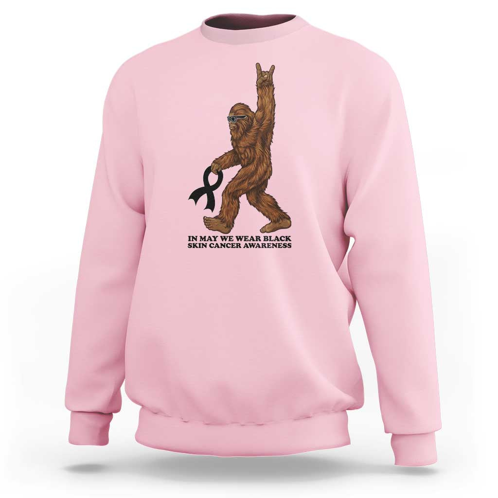 Funny Bigfoot Skin Cancer Support Sweatshirt In May We Wear Black