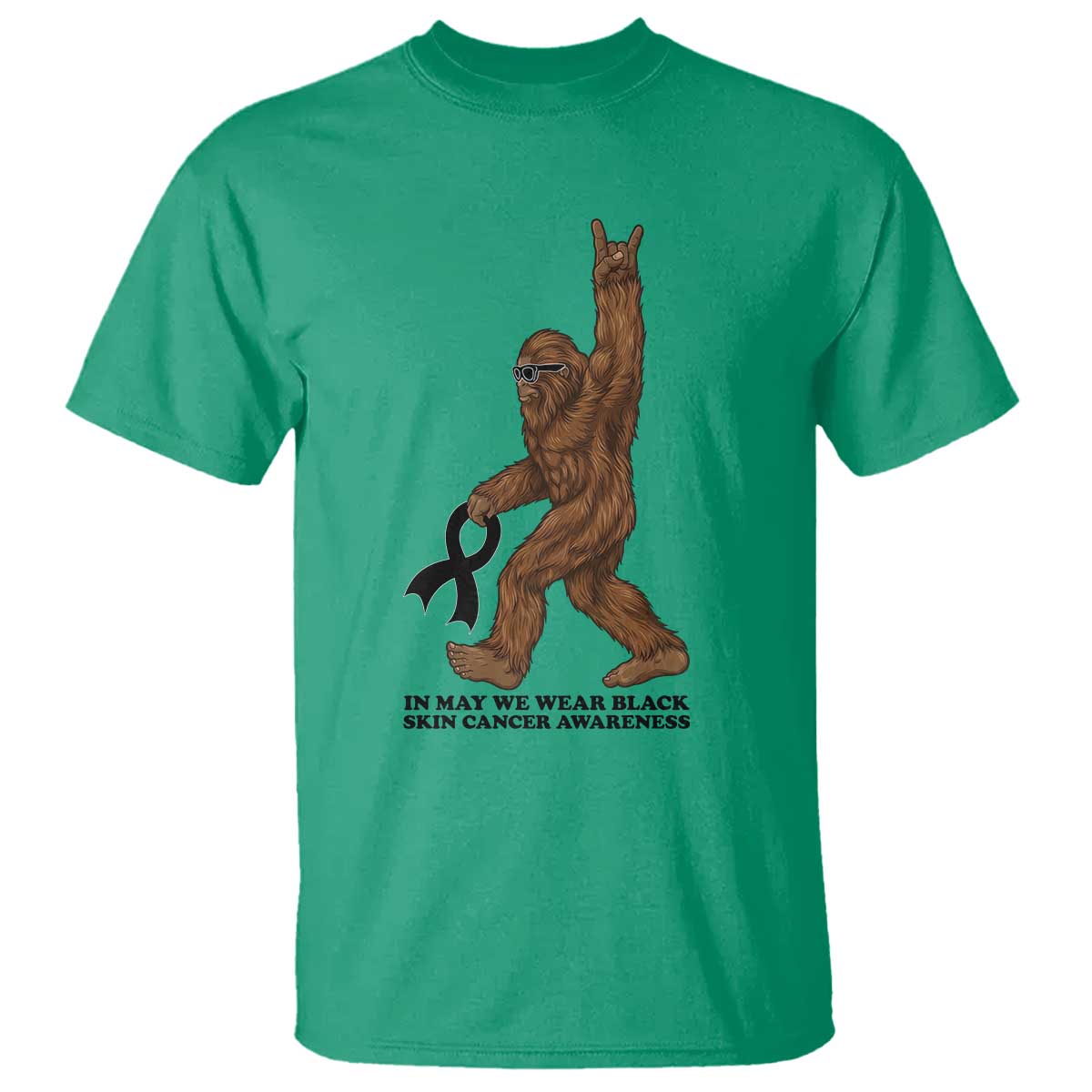 Funny Bigfoot Skin Cancer Support T Shirt In May We Wear Black