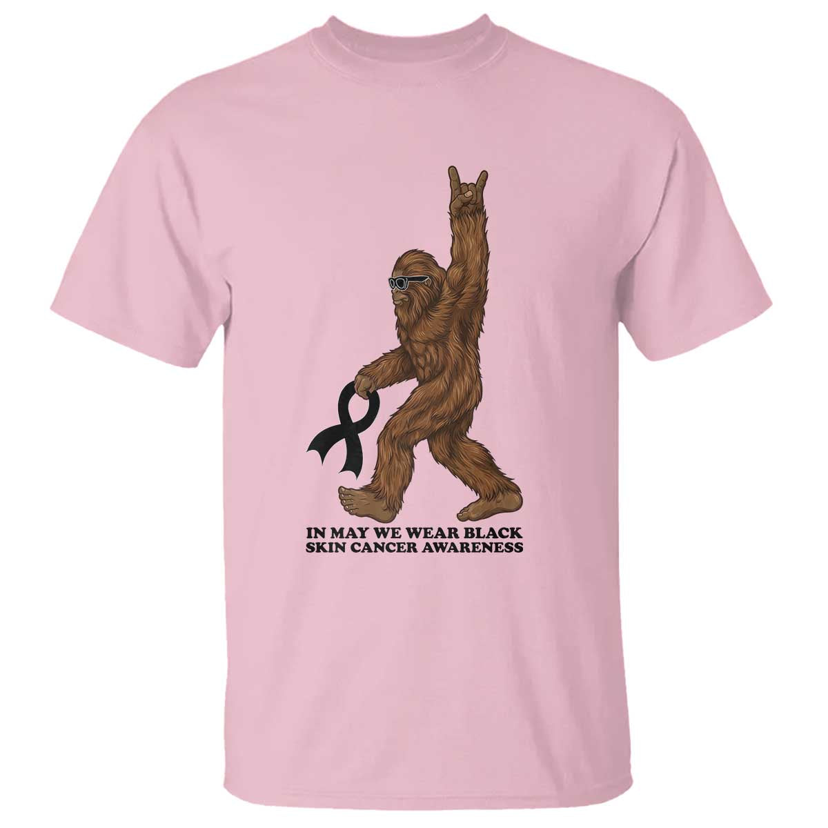 Funny Bigfoot Skin Cancer Support T Shirt In May We Wear Black