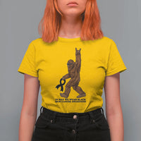 Funny Bigfoot Skin Cancer Support T Shirt For Women In May We Wear Black