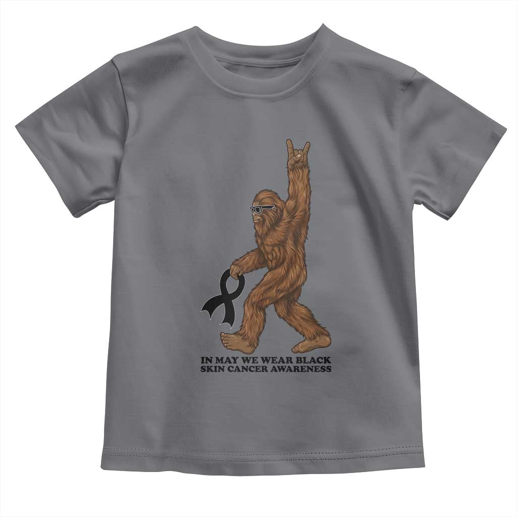 Funny Bigfoot Skin Cancer Support Toddler T Shirt In May We Wear Black