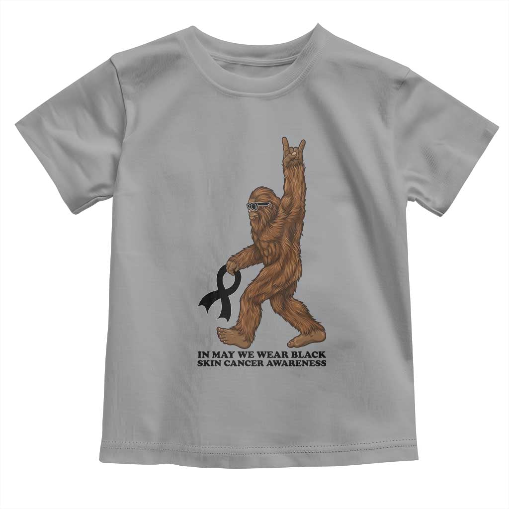 Funny Bigfoot Skin Cancer Support Toddler T Shirt In May We Wear Black