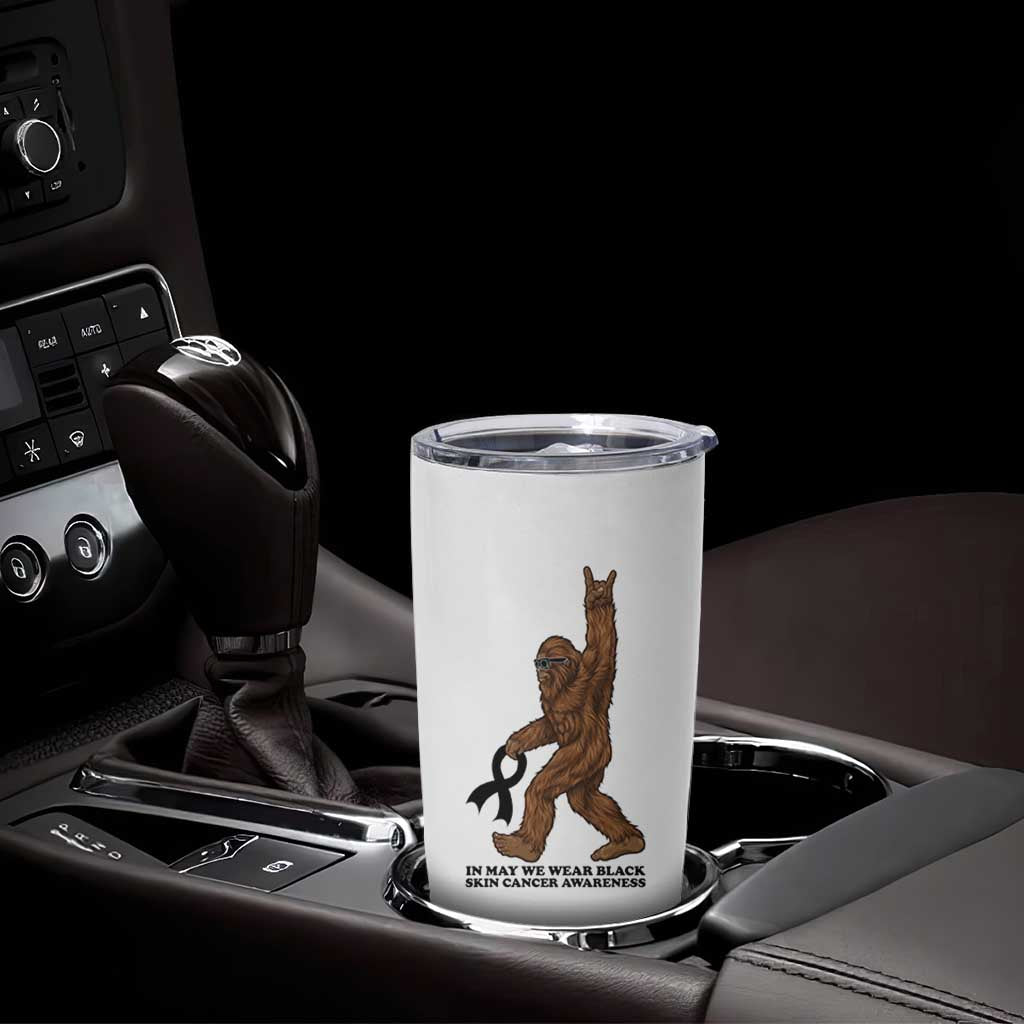 Funny Bigfoot Skin Cancer Support Tumbler Cup In May We Wear Black