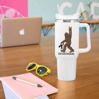 Funny Bigfoot Skin Cancer Support Tumbler With Handle In May We Wear Black