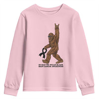 Funny Bigfoot Skin Cancer Support Youth Sweatshirt In May We Wear Black