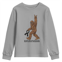 Funny Bigfoot Skin Cancer Support Youth Sweatshirt In May We Wear Black