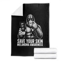 Bigfoot Save Your Skin Throw Blanket Melanoma Warrior Support