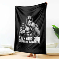 Bigfoot Save Your Skin Throw Blanket Melanoma Warrior Support
