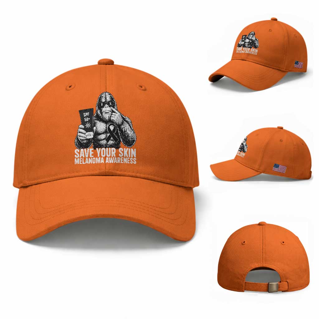 Bigfoot Save Your Skin Baseball Cap Melanoma Warrior Support
