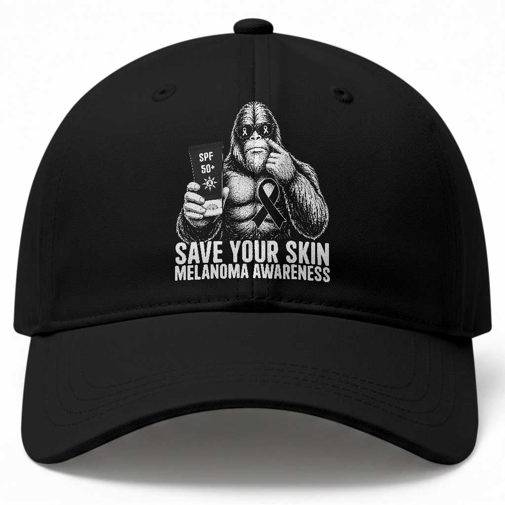 Bigfoot Save Your Skin Baseball Cap Melanoma Warrior Support