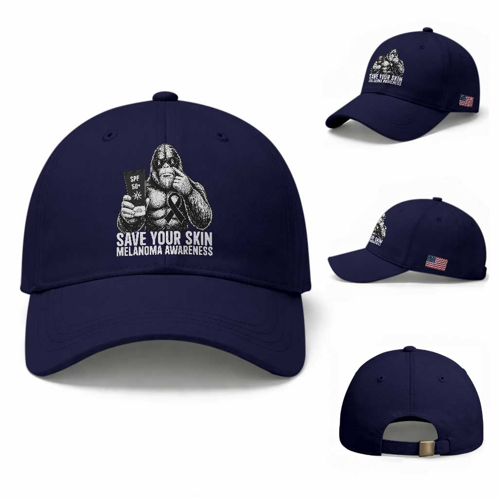 Bigfoot Save Your Skin Baseball Cap Melanoma Warrior Support