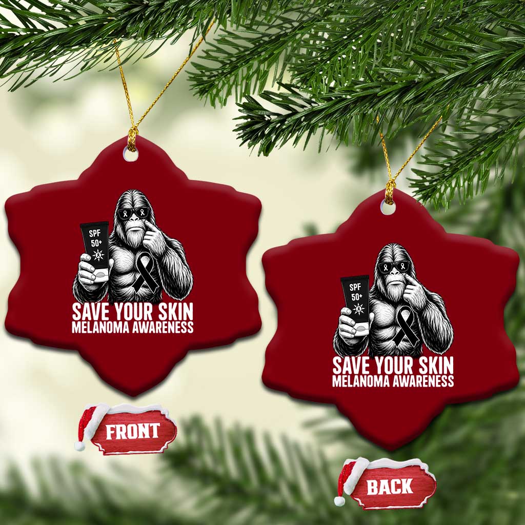Bigfoot Save Your Skin Ceramic Ornament Melanoma Warrior Support