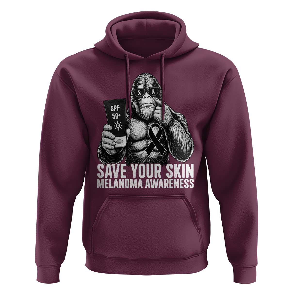 Bigfoot Save Your Skin Hoodie Melanoma Warrior Support