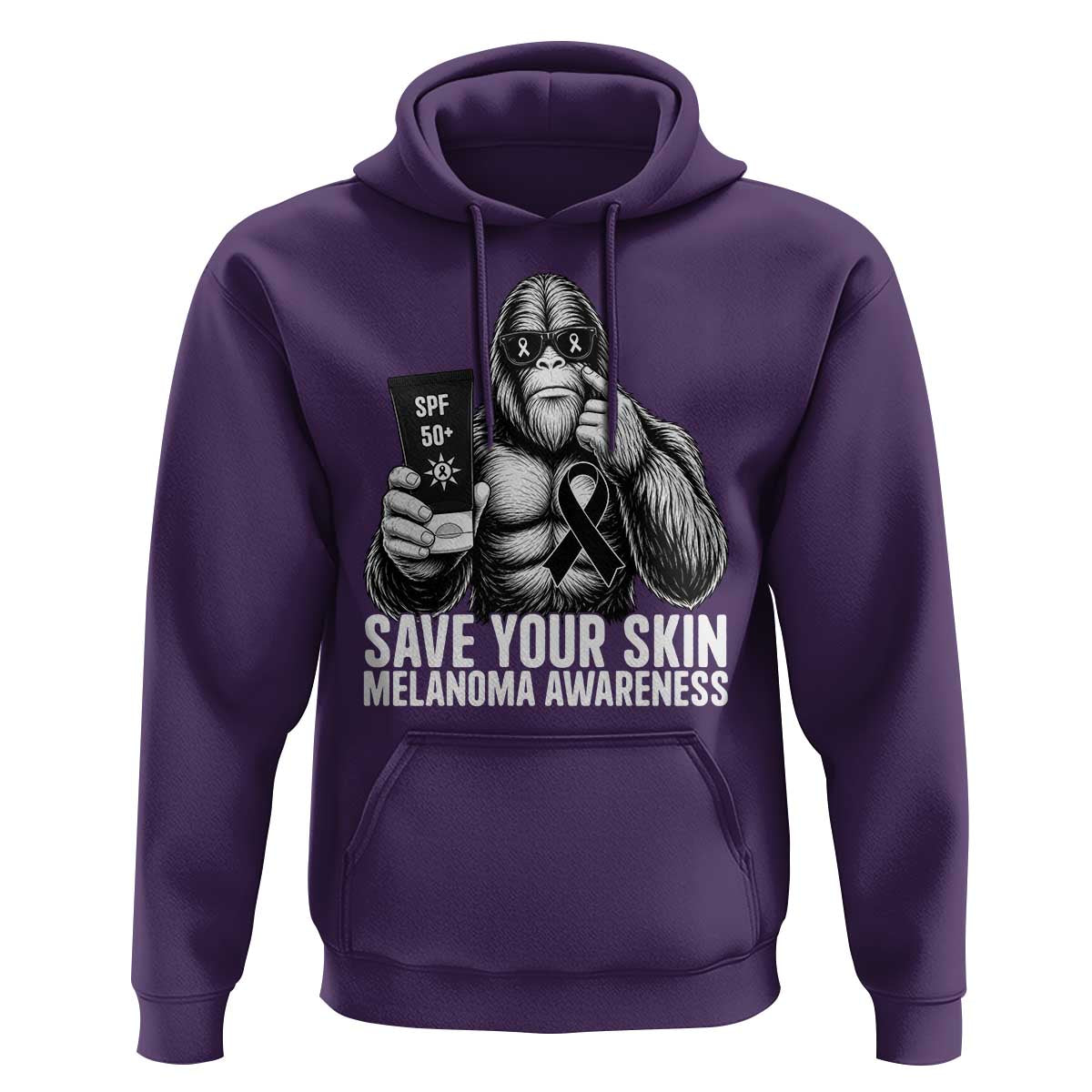 Bigfoot Save Your Skin Hoodie Melanoma Warrior Support