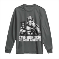 Bigfoot Save Your Skin Long Sleeve Shirt Melanoma Warrior Support