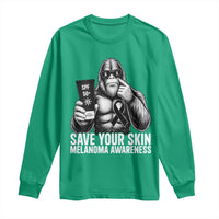 Bigfoot Save Your Skin Long Sleeve Shirt Melanoma Warrior Support