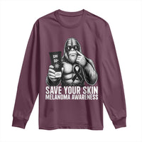Bigfoot Save Your Skin Long Sleeve Shirt Melanoma Warrior Support