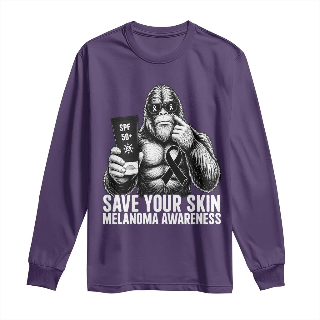 Bigfoot Save Your Skin Long Sleeve Shirt Melanoma Warrior Support
