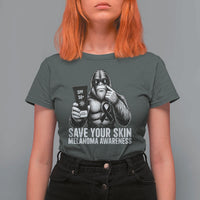 Bigfoot Save Your Skin T Shirt For Women Melanoma Warrior Support