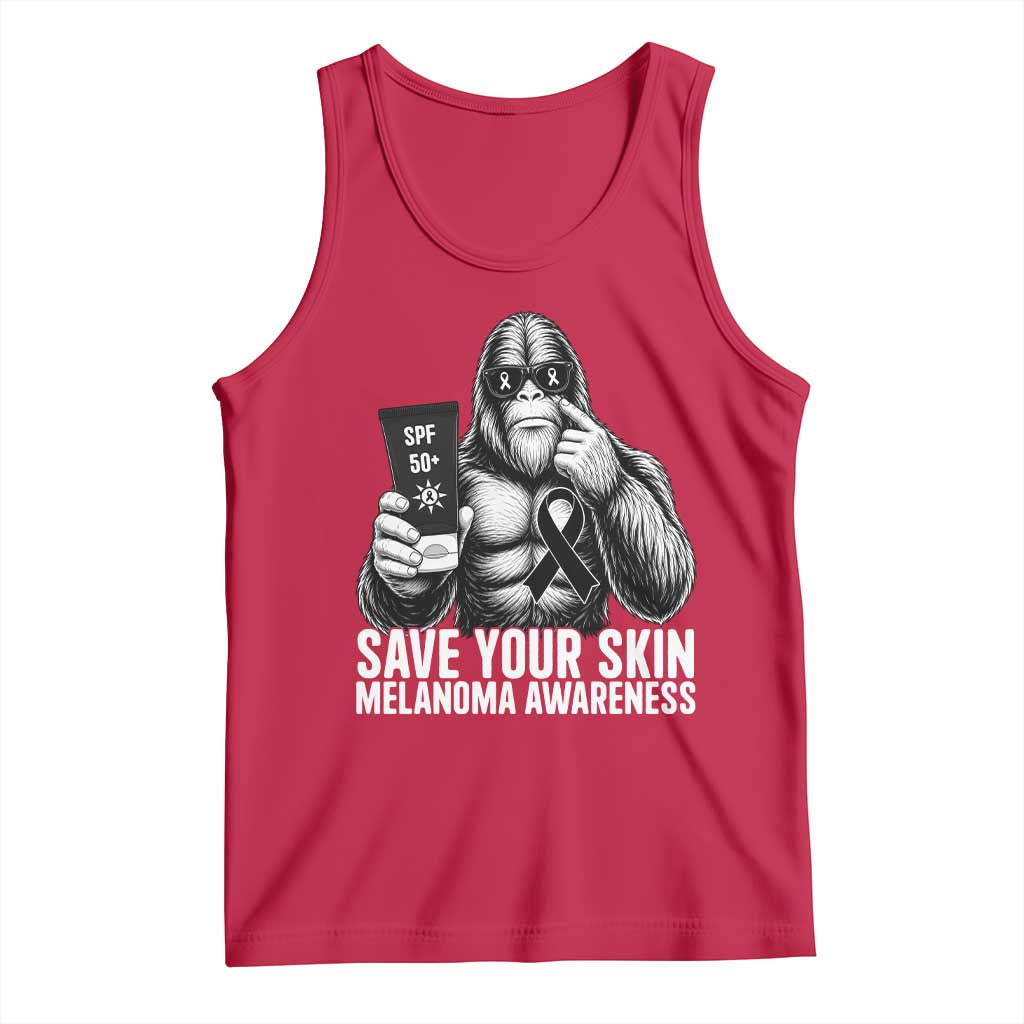 Bigfoot Save Your Skin Tank Top Melanoma Warrior Support