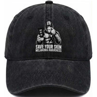 Bigfoot Save Your Skin Washed Cotton Baseball Cap Melanoma Warrior Support