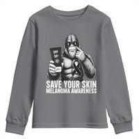 Bigfoot Save Your Skin Youth Sweatshirt Melanoma Warrior Support