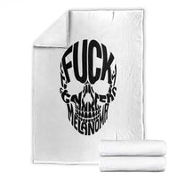 Fuck Melanoma Skull Typography Throw Blanket Skin Cancer Warrior