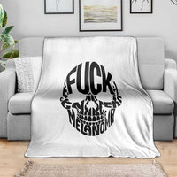 Fuck Melanoma Skull Typography Throw Blanket Skin Cancer Warrior
