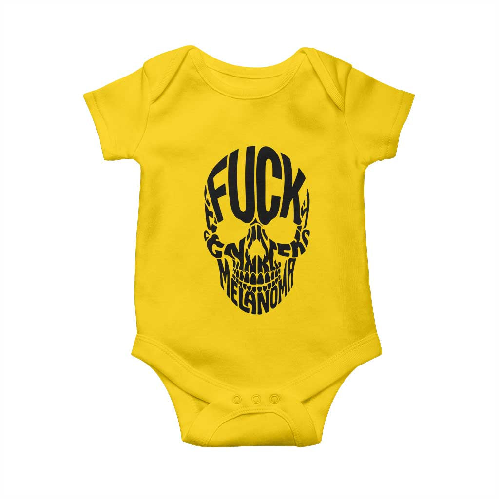 Fuck Melanoma Skull Typography Baby Onesie Skin Cancer Warrior