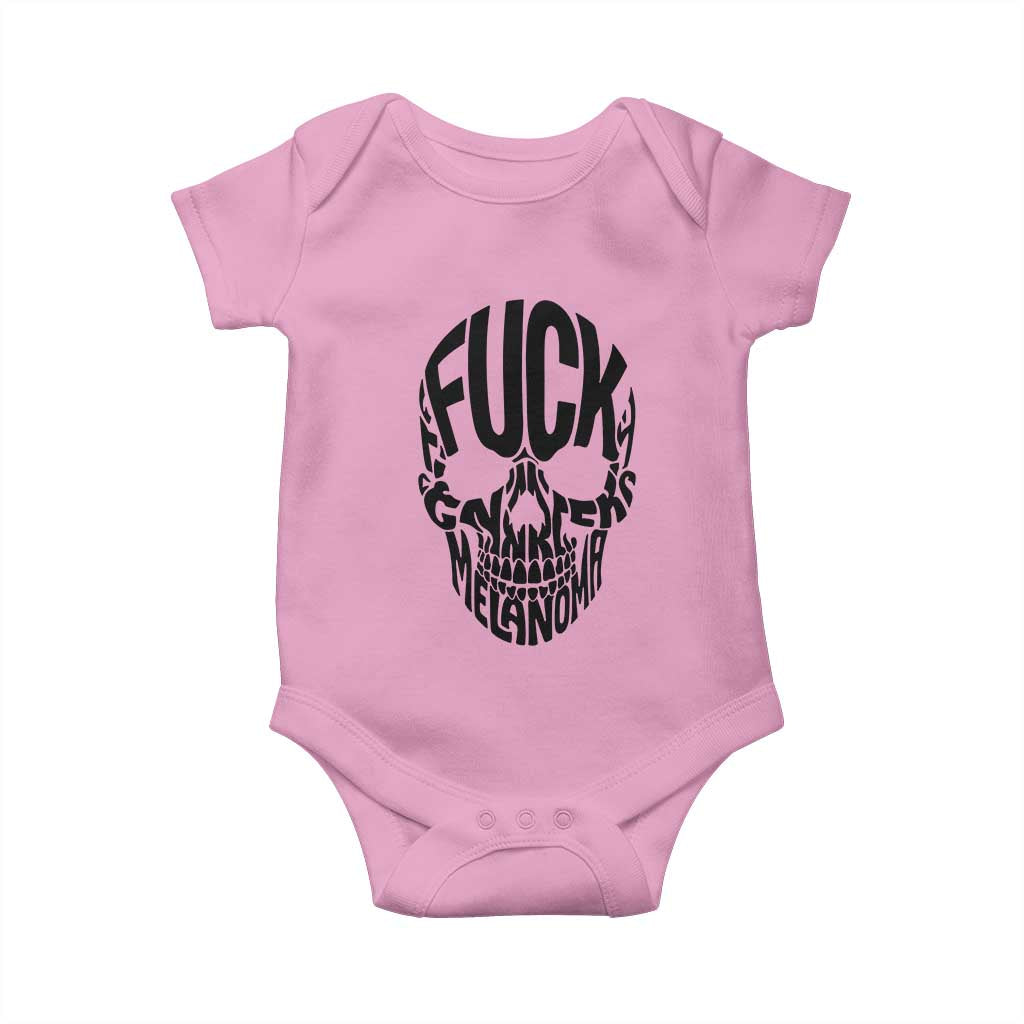 Fuck Melanoma Skull Typography Baby Onesie Skin Cancer Warrior