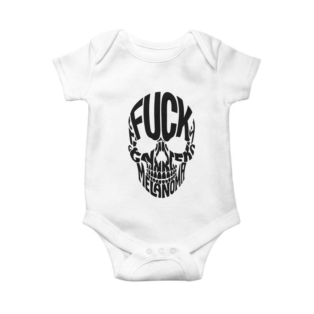 Fuck Melanoma Skull Typography Baby Onesie Skin Cancer Warrior