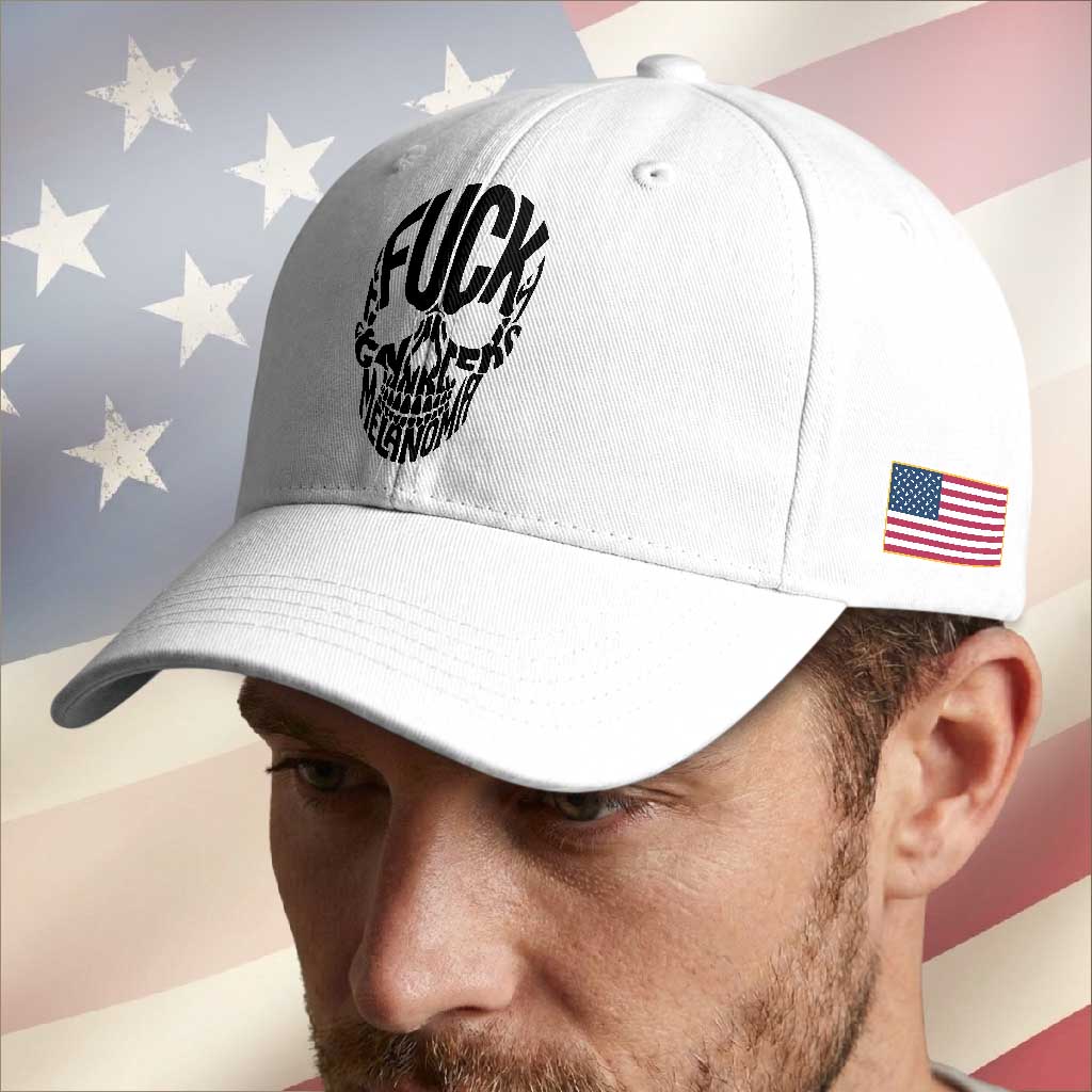 Fuck Melanoma Skull Typography Baseball Cap Skin Cancer Warrior