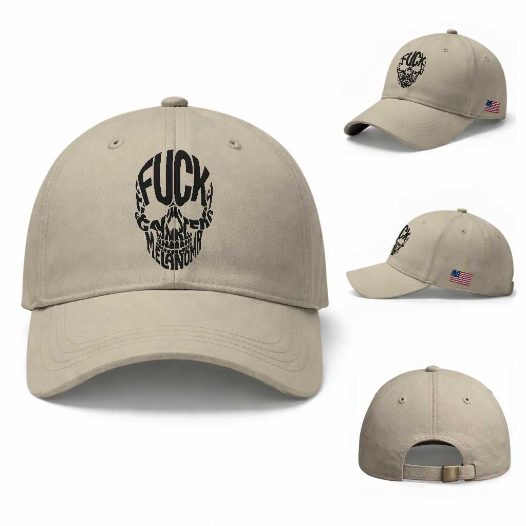 Fuck Melanoma Skull Typography Baseball Cap Skin Cancer Warrior