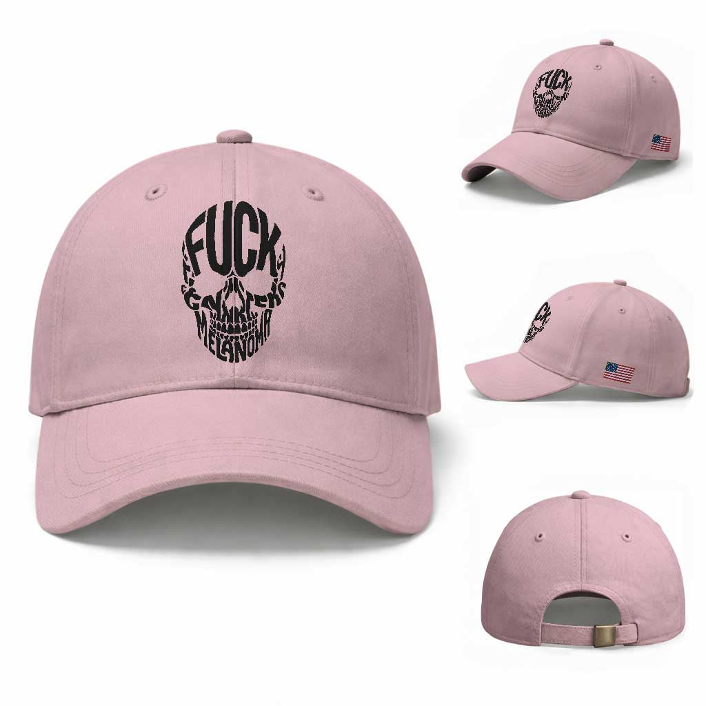 Fuck Melanoma Skull Typography Baseball Cap Skin Cancer Warrior