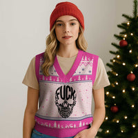 Fuck Melanoma Skull Typography V-Neck Knit Sweater Vest Skin Cancer Warrior