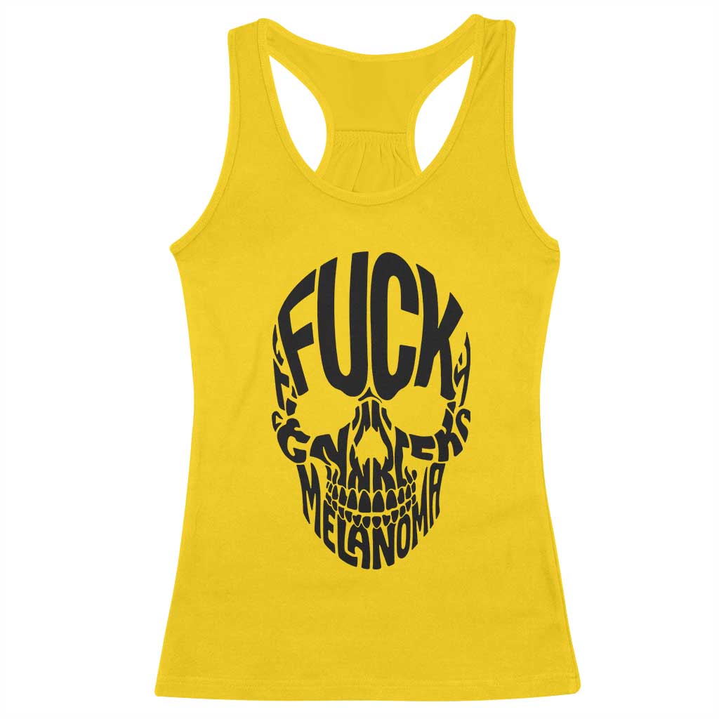 Fuck Melanoma Skull Typography Racerback Tank Top Skin Cancer Warrior
