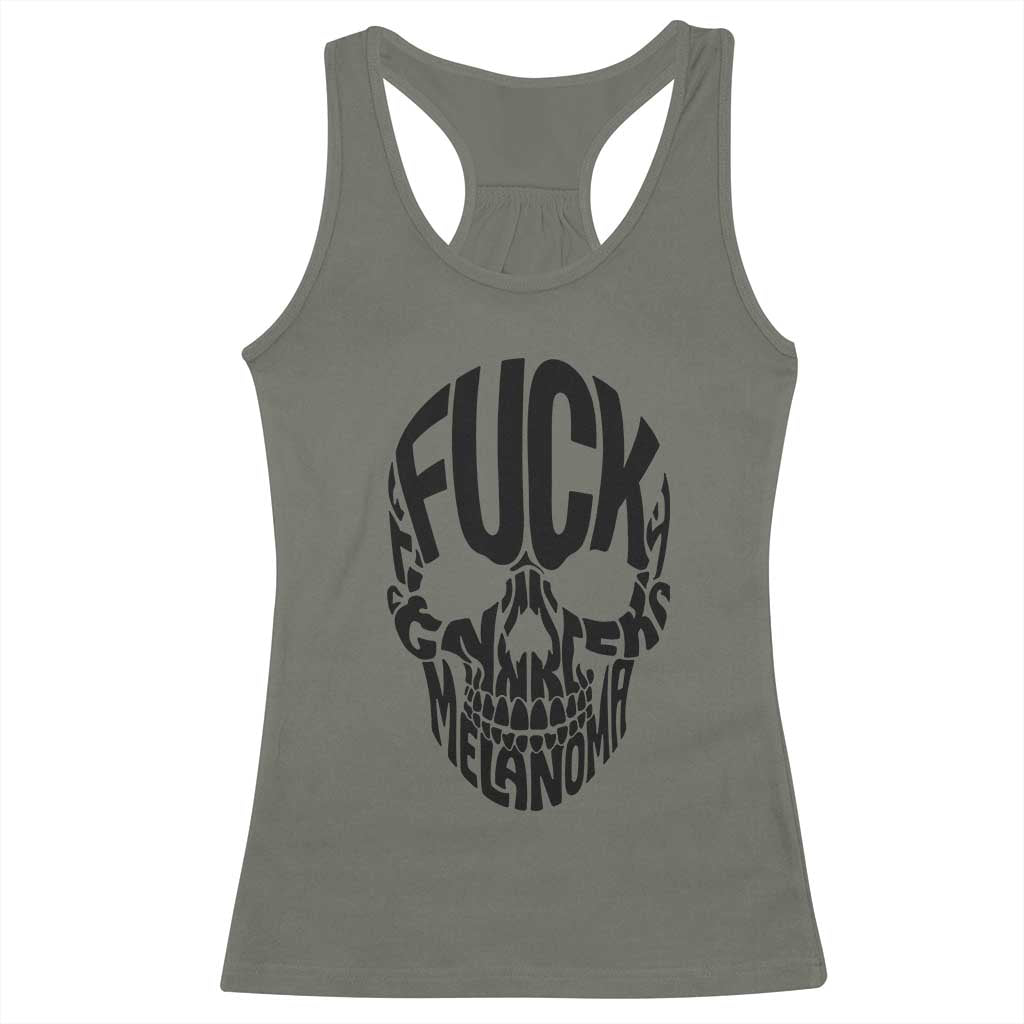 Fuck Melanoma Skull Typography Racerback Tank Top Skin Cancer Warrior