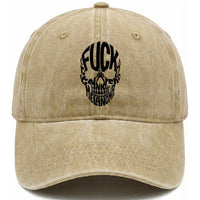 Fuck Melanoma Skull Typography Washed Cotton Baseball Cap Skin Cancer Warrior