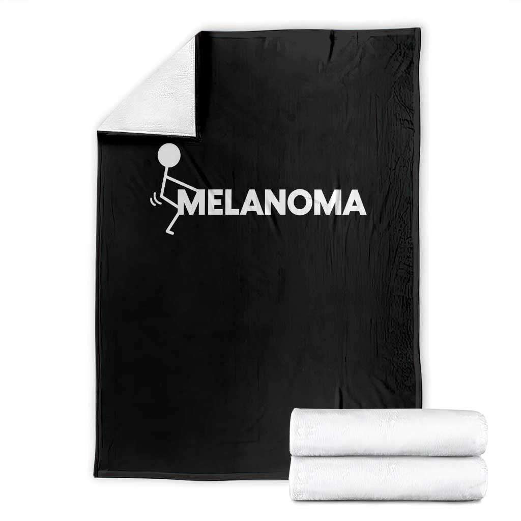 Fuck Melanoma Awareness Throw Blanket Funny Stick Figure Warrior