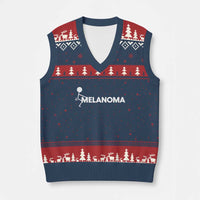 Fuck Melanoma Awareness V-Neck Knit Sweater Vest Funny Stick Figure Warrior