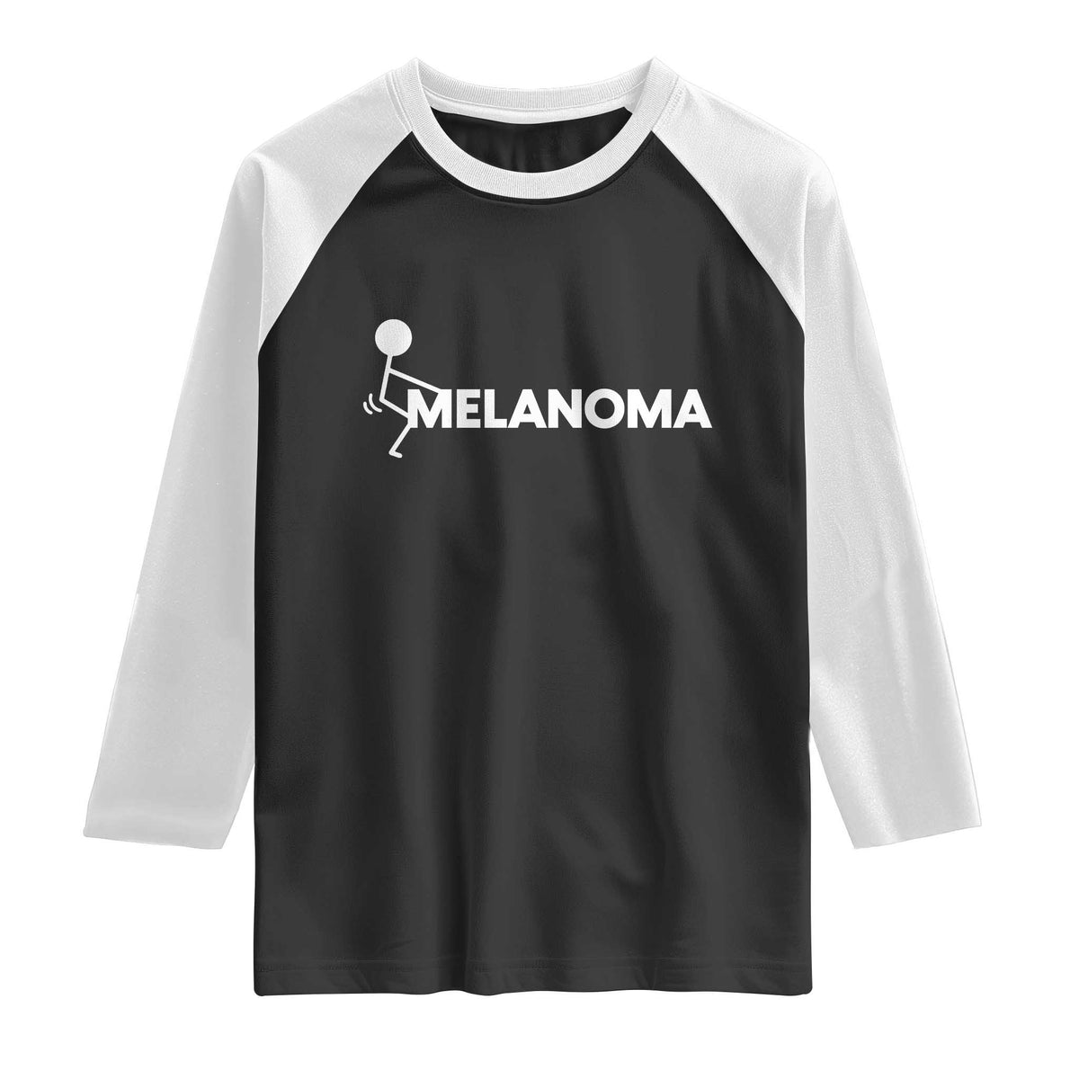Fuck Melanoma Awareness Raglan Shirt Funny Stick Figure Warrior