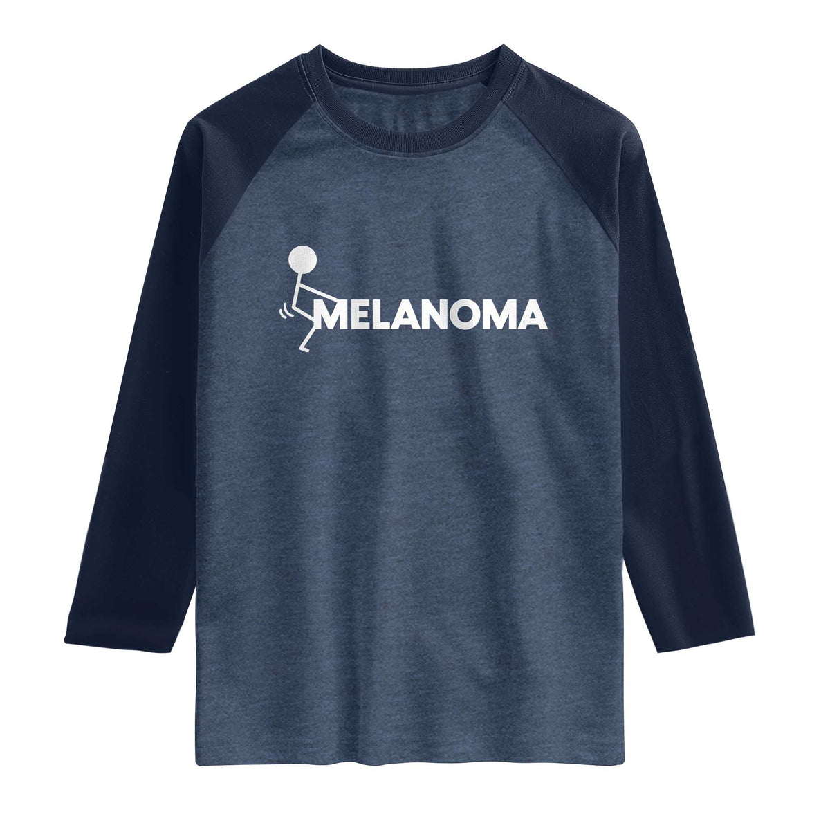 Fuck Melanoma Awareness Raglan Shirt Funny Stick Figure Warrior
