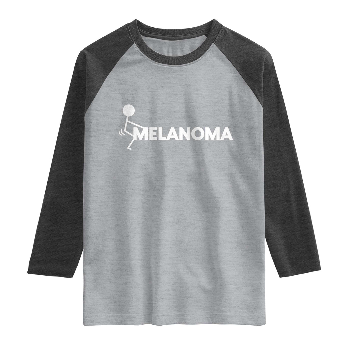 Fuck Melanoma Awareness Raglan Shirt Funny Stick Figure Warrior