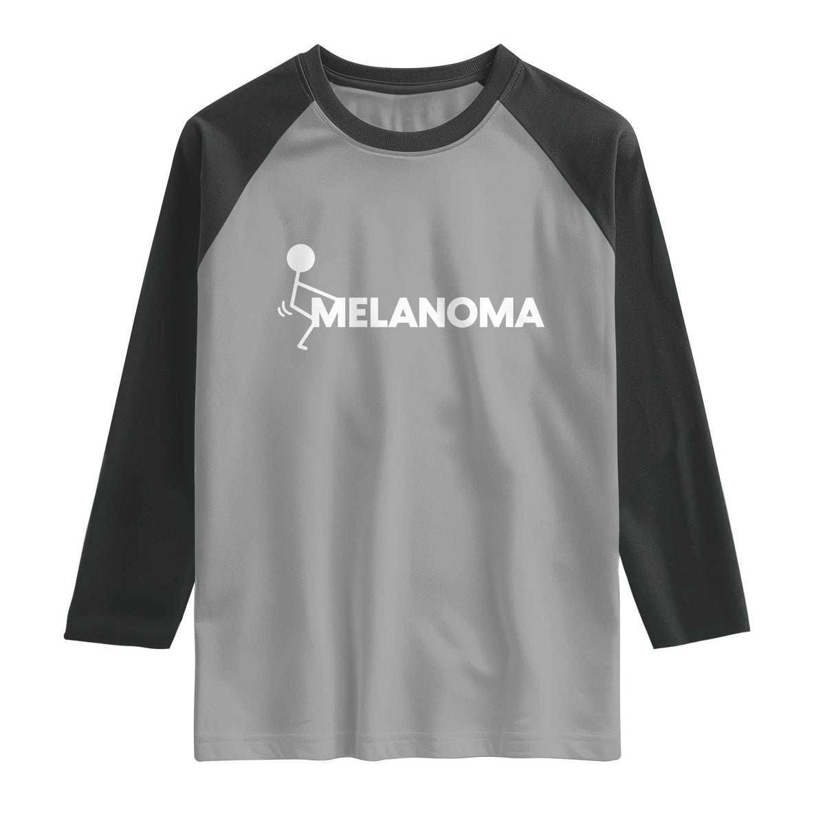 Fuck Melanoma Awareness Raglan Shirt Funny Stick Figure Warrior